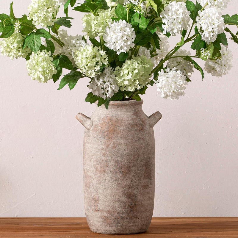 Vanselia Large Flower Vase Home Decor - 12 inch Tall Ceramic Farmhouse Rustic Table Vases with Handle Living Room Decoration Decorative Modern Pottery for Floor Kitchen Shelf Coffee Dining Desk Fireplace - Image 2